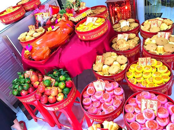 Mâm quả cưới hỏi người hoa